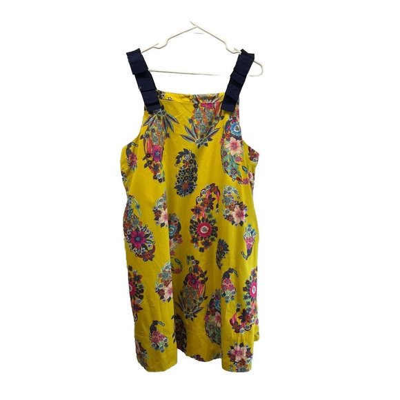 Anthropologie Maeve Sunniva Yellow Floral Ribbon Strap Pockets Shift Dress XL - Picture 2 of 8